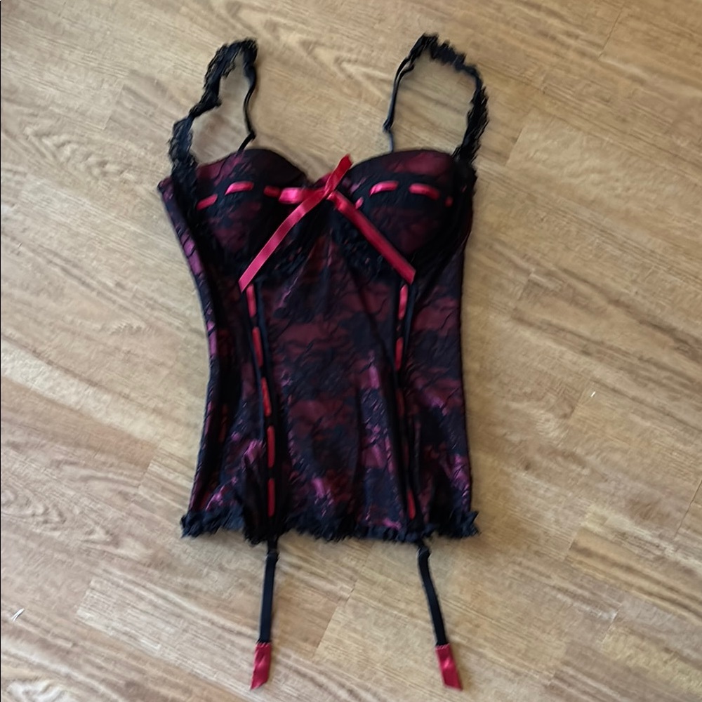 Black and Red Lace Bustier